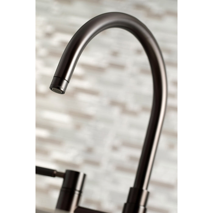 Kingston Brass KS8275DKLBS Kaiser Bridge Kitchen Faucet with Brass Sprayer, Oil Rubbed Bronze