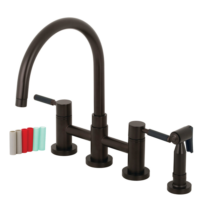 Kingston Brass KS8275DKLBS Kaiser Bridge Kitchen Faucet with Brass Sprayer, Oil Rubbed Bronze