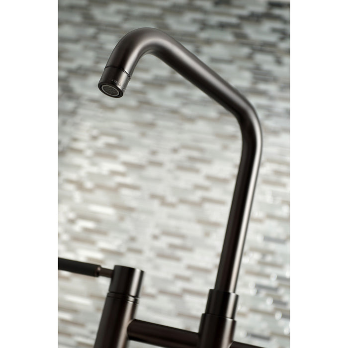 Kingston Brass KS8285DKLBS Kaiser Bridge Kitchen Faucet with Brass Sprayer, Oil Rubbed Bronze