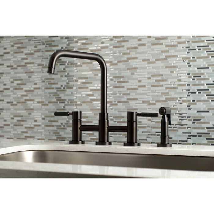 Kingston Brass KS8285DKLBS Kaiser Bridge Kitchen Faucet with Brass Sprayer, Oil Rubbed Bronze