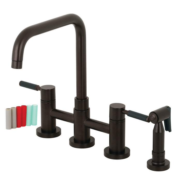 Kingston Brass KS8285DKLBS Kaiser Bridge Kitchen Faucet with Brass Sprayer, Oil Rubbed Bronze