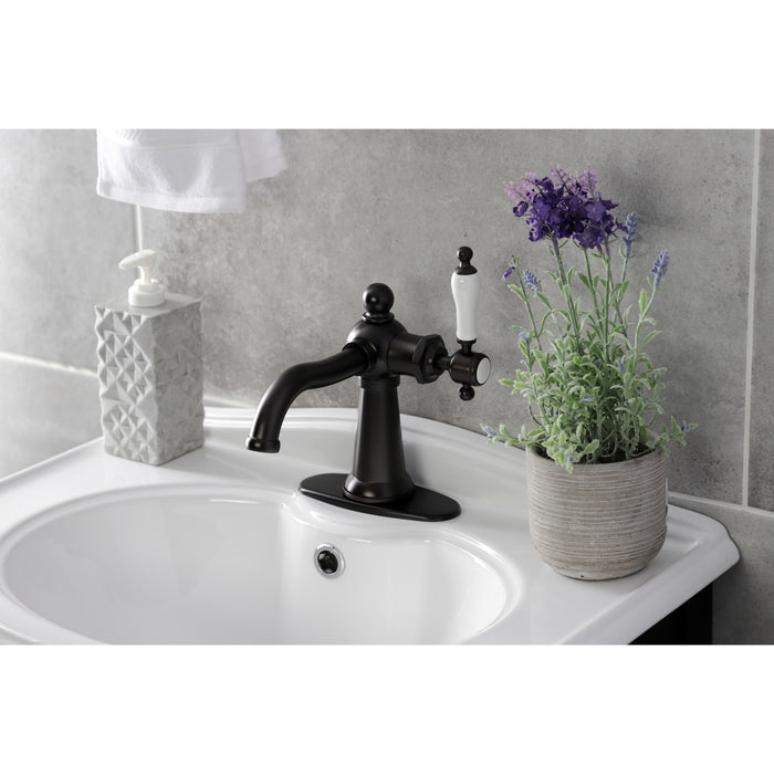 Kingston Brass KSD154KLORB Nautical Single-Handle Bathroom Faucet with Push Pop-Up, Oil Rubbed Bronze