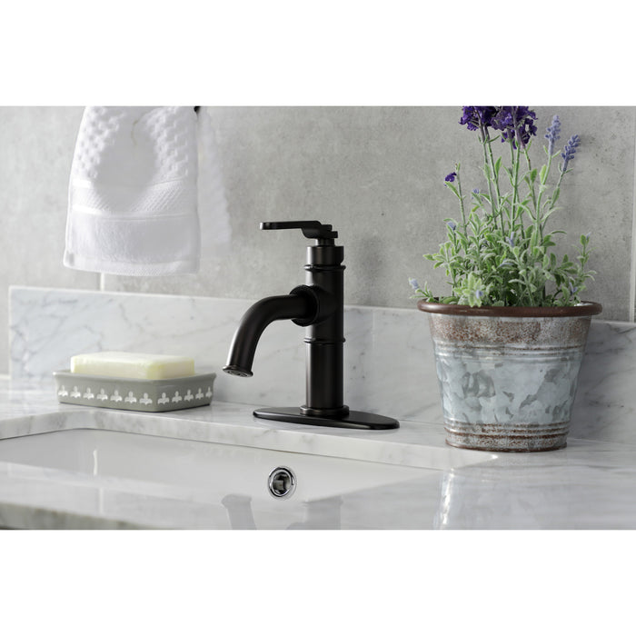 Kingston Brass KSD2825KL Whitaker Single-Handle Bathroom Faucet with Push Pop-Up, Oil Rubbed Bronze