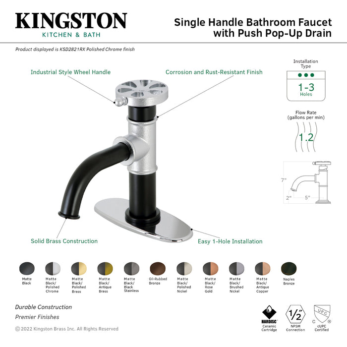 Kingston Brass KSD2825RX Belknap Single-Handle Bathroom Faucet with Push Pop-Up, Oil Rubbed Bronze