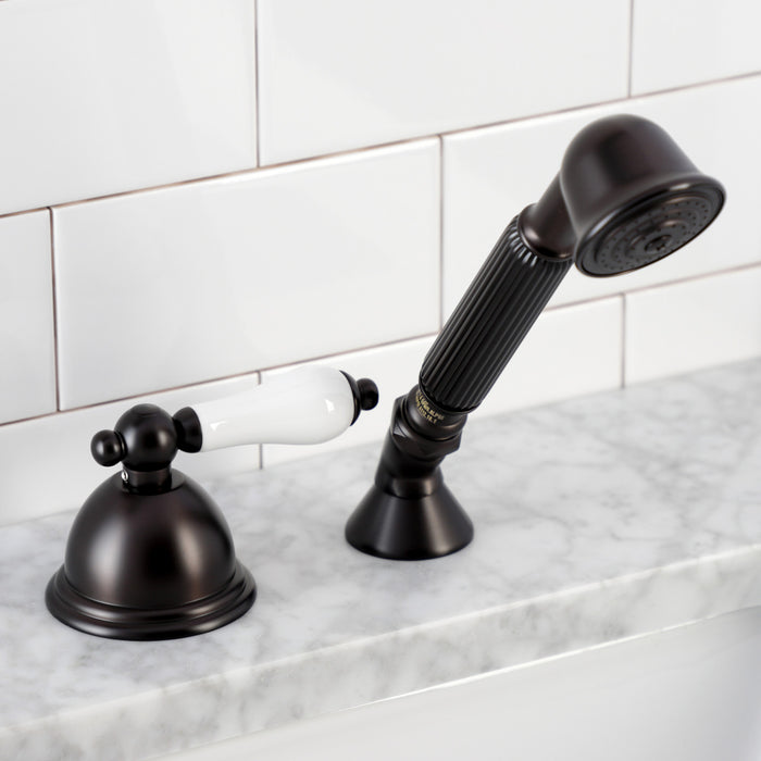 Kingston Brass KSK3355PLTR Deck Mount Hand Shower with Diverter for Roman Tub Faucet, Oil Rubbed Bronze