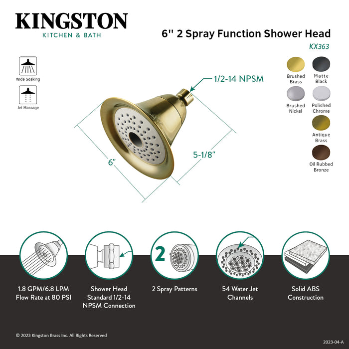 Kingston Brass KX365 Shower Scape 2-Function 6-Inch Shower Head, Oil Rubbed Bronze