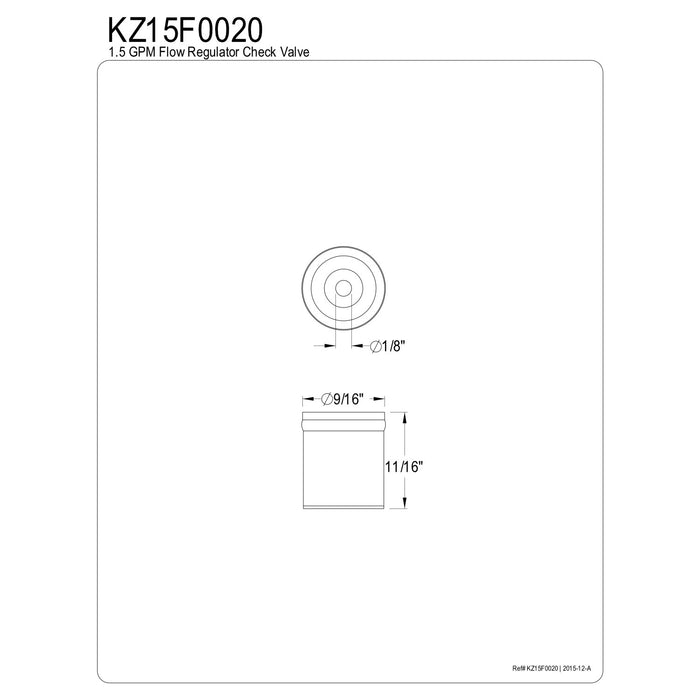 Kingston Brass KZ15F0020 1.5 GPM Flow Regulator