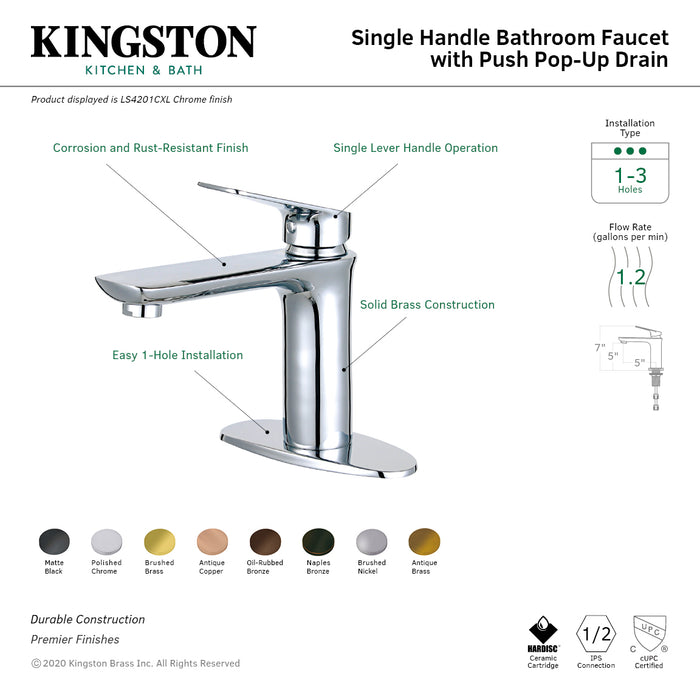 Fauceture LS4205CXL Frankfurt Single-Handle Bathroom Faucet with Deck Plate and Drain, Oil Rubbed Bronze