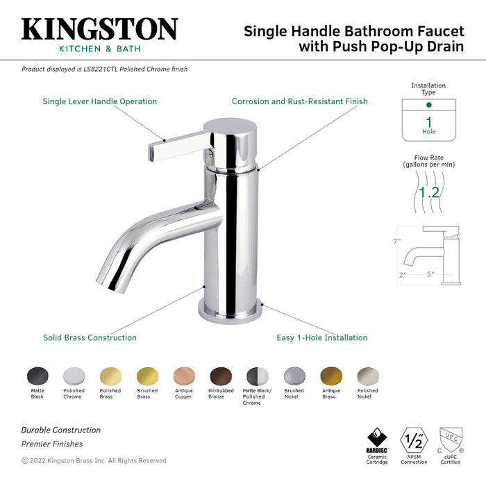 Fauceture LS8225CTL Continental Single-Handle Bathroom Faucet with Push Pop-Up, Oil Rubbed Bronze