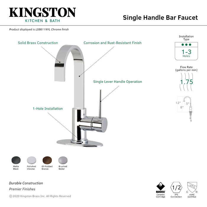 Kingston Brass LS8615NYL New York One-Handle 1-Hole Deck Mounted Bar Faucet, Oil Rubbed Bronze