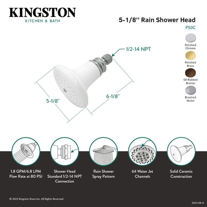 Kingston Brass P50ORB Victorian Ceramic Shower Head, Oil Rubbed Bronze