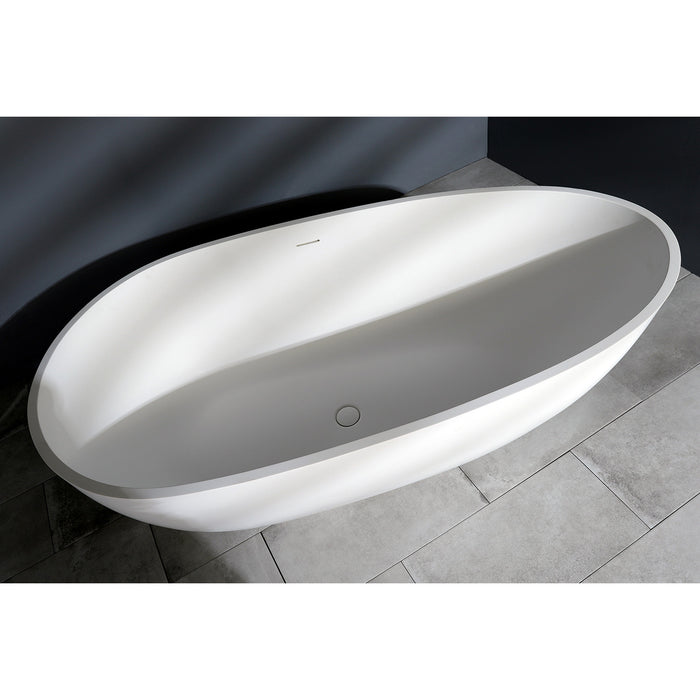 Aqua Eden VRTRS673422 Arcticstone 67-Inch Solid Surface White Stone Freestanding Tub with Drain, Matte White