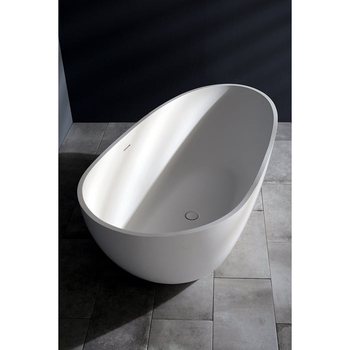 Aqua Eden VRTRS673422 Arcticstone 67-Inch Solid Surface White Stone Freestanding Tub with Drain, Matte White