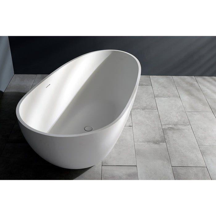 Aqua Eden VRTRS673422 Arcticstone 67-Inch Solid Surface White Stone Freestanding Tub with Drain, Matte White