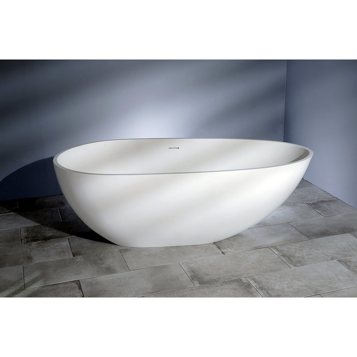 Aqua Eden VRTRS673422 Arcticstone 67-Inch Solid Surface White Stone Freestanding Tub with Drain, Matte White