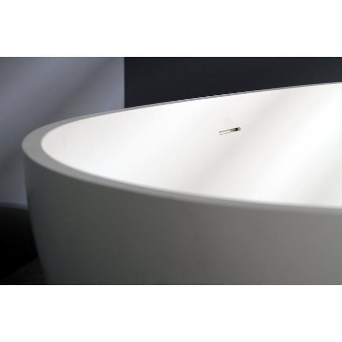 Aqua Eden VRTRS673422 Arcticstone 67-Inch Solid Surface White Stone Freestanding Tub with Drain, Matte White