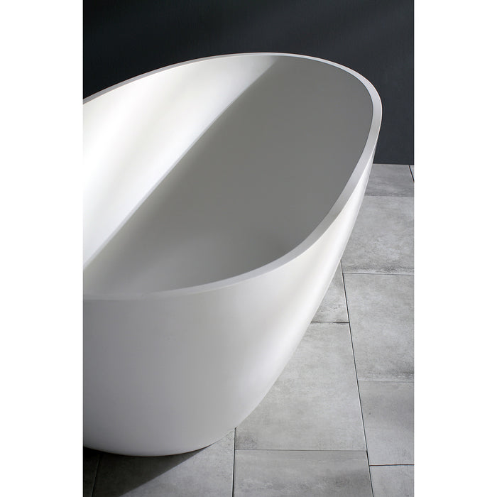 Aqua Eden VRTRS673422 Arcticstone 67-Inch Solid Surface White Stone Freestanding Tub with Drain, Matte White