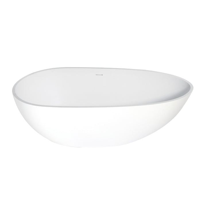 Aqua Eden VRTRS673422 Arcticstone 67-Inch Solid Surface White Stone Freestanding Tub with Drain, Matte White