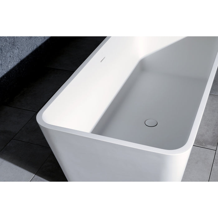 Aqua Eden VRTSQ592722 Arcticstone 59-Inch Solid Surface White Stone Freestanding Tub with Drain, Matte White