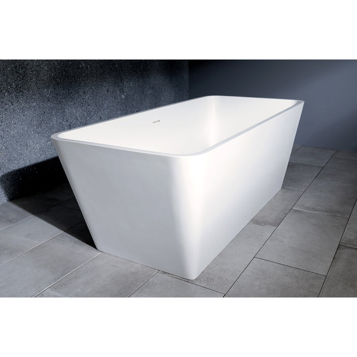 Aqua Eden VRTSQ592722 Arcticstone 59-Inch Solid Surface White Stone Freestanding Tub with Drain, Matte White