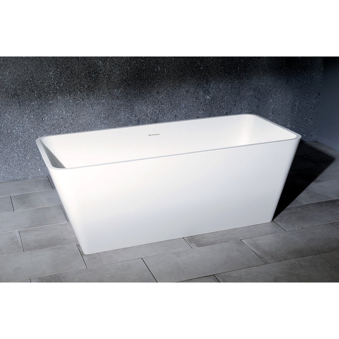 Aqua Eden VRTSQ592722 Arcticstone 59-Inch Solid Surface White Stone Freestanding Tub with Drain, Matte White