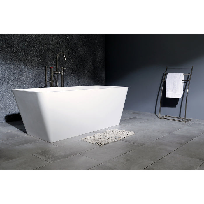 Aqua Eden VRTSQ592722 Arcticstone 59-Inch Solid Surface White Stone Freestanding Tub with Drain, Matte White