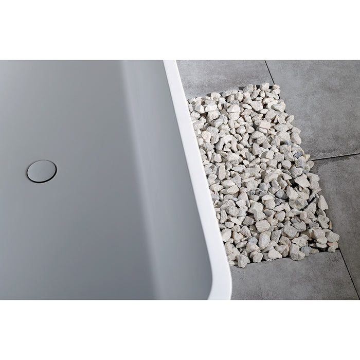 Aqua Eden VRTSQ592722 Arcticstone 59-Inch Solid Surface White Stone Freestanding Tub with Drain, Matte White