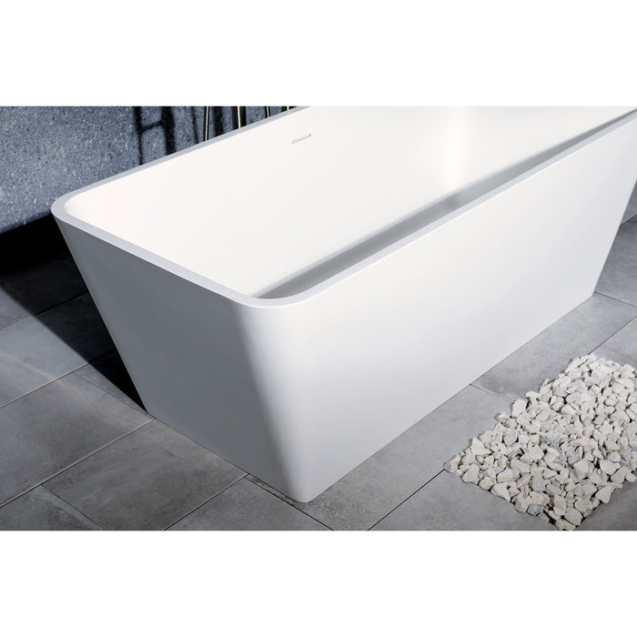 Aqua Eden VRTSQ592722 Arcticstone 59-Inch Solid Surface White Stone Freestanding Tub with Drain, Matte White