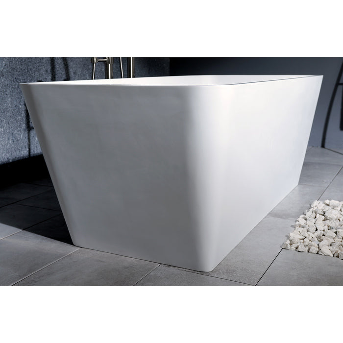 Aqua Eden VRTSQ592722 Arcticstone 59-Inch Solid Surface White Stone Freestanding Tub with Drain, Matte White