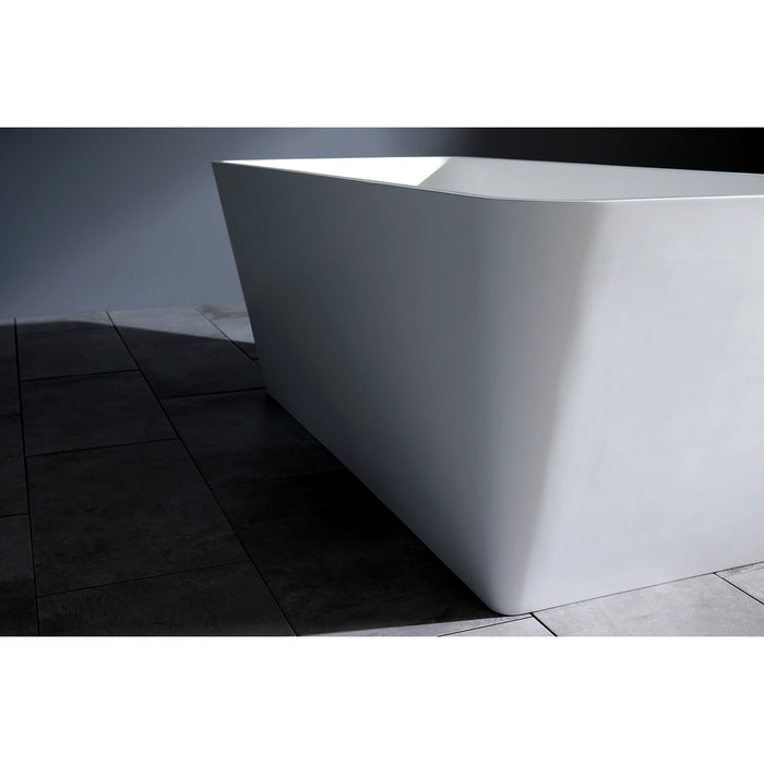 Aqua Eden VRTSQ592722 Arcticstone 59-Inch Solid Surface White Stone Freestanding Tub with Drain, Matte White