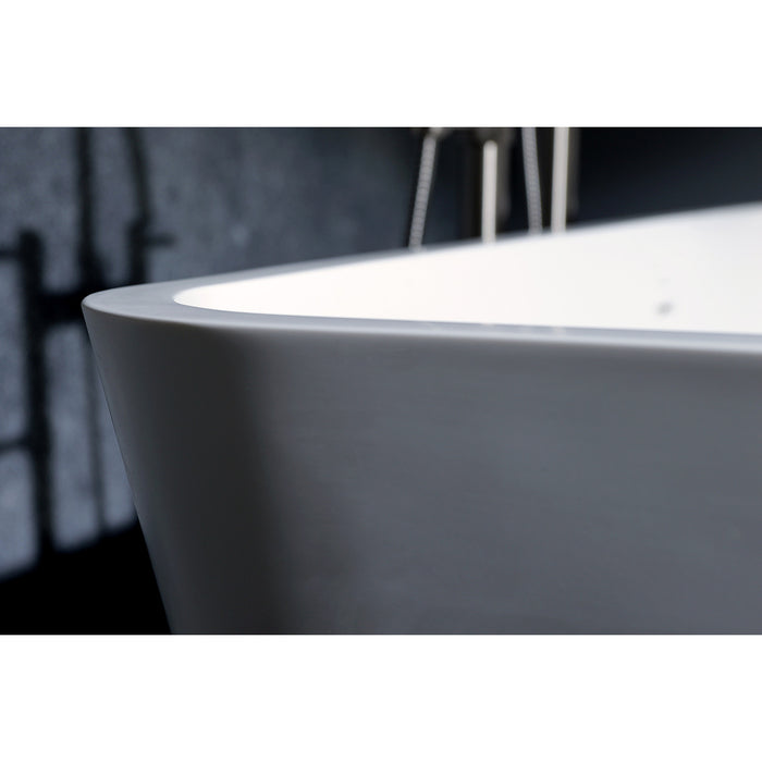 Aqua Eden VRTSQ592722 Arcticstone 59-Inch Solid Surface White Stone Freestanding Tub with Drain, Matte White