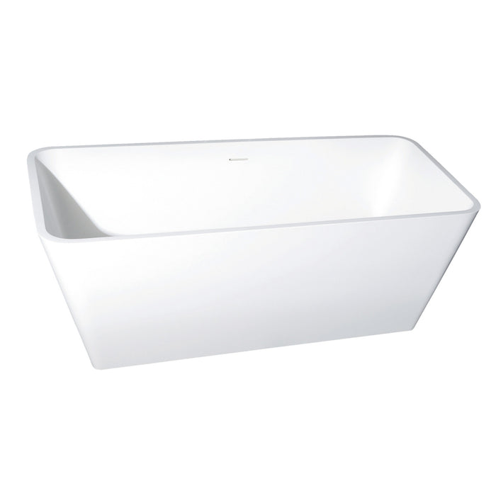 Aqua Eden VRTSQ592722 Arcticstone 59-Inch Solid Surface White Stone Freestanding Tub with Drain, Matte White