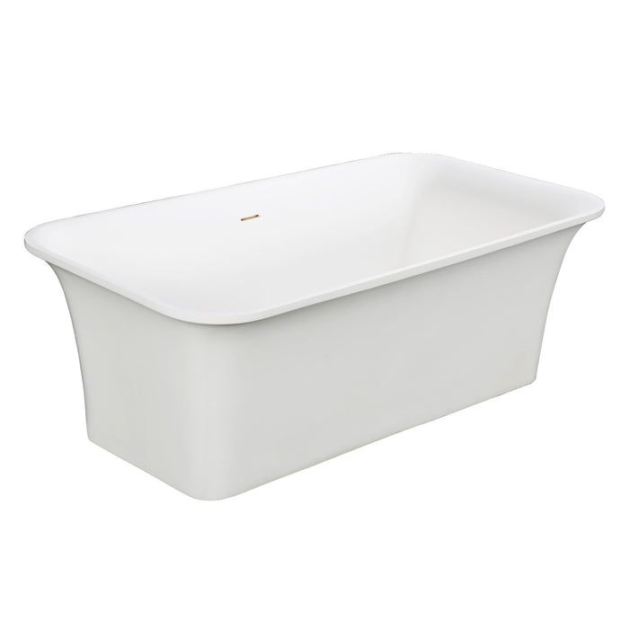 Aqua Eden VRTSQ673624 Arcticstone 67-Inch Solid Surface White Stone Freestanding Tub with Drain, Matte White