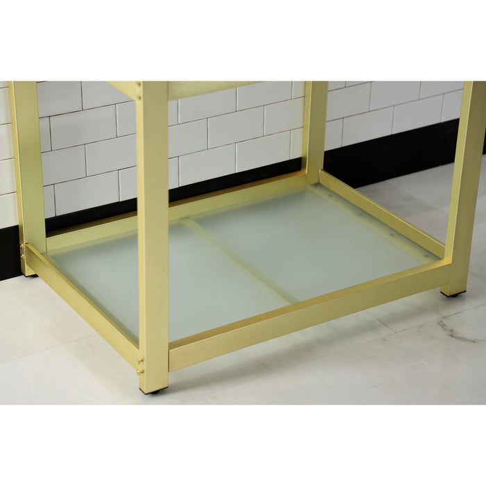 Kingston Brass VSP3122B7 Fauceture 31-Inch x 22-Inch Steel Console Sink Base with Glass Shelf, Brushed Brass