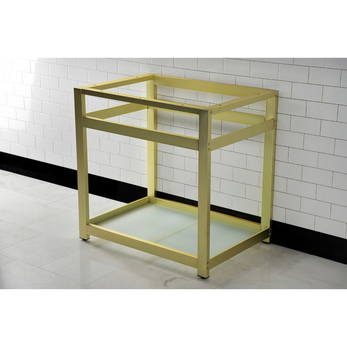 Kingston Brass VSP3122B7 Fauceture 31-Inch x 22-Inch Steel Console Sink Base with Glass Shelf, Brushed Brass