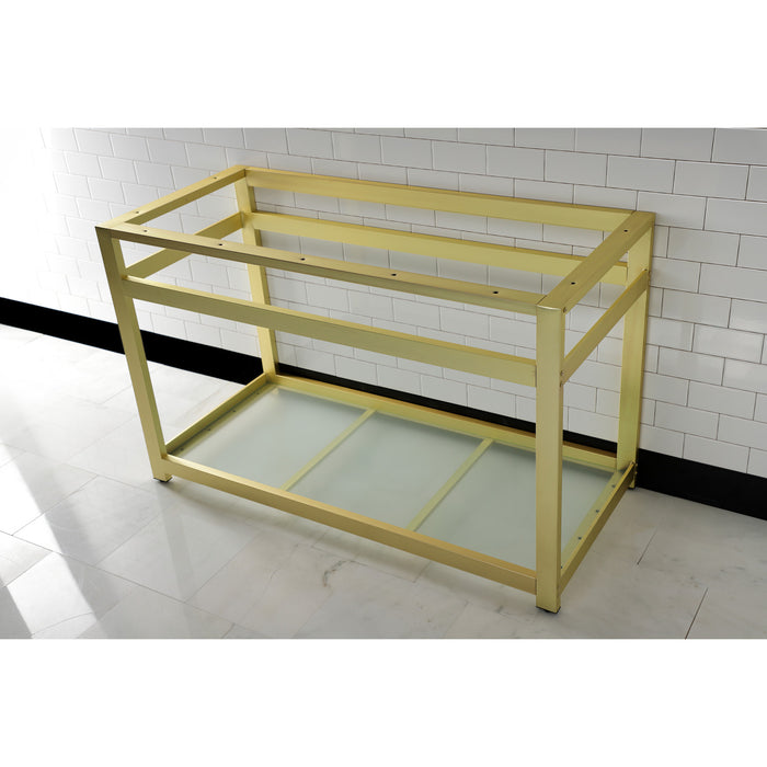 Kingston Brass VSP4922B7 Fauceture 49-Inch x 22-Inch Steel Console Sink Base with Glass Shelf, Brushed Brass